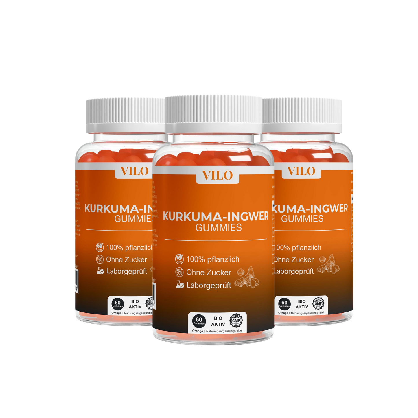 Kurkuma + Ingwer + Schwarzer Pfeffer Gummies - 60 Stk.