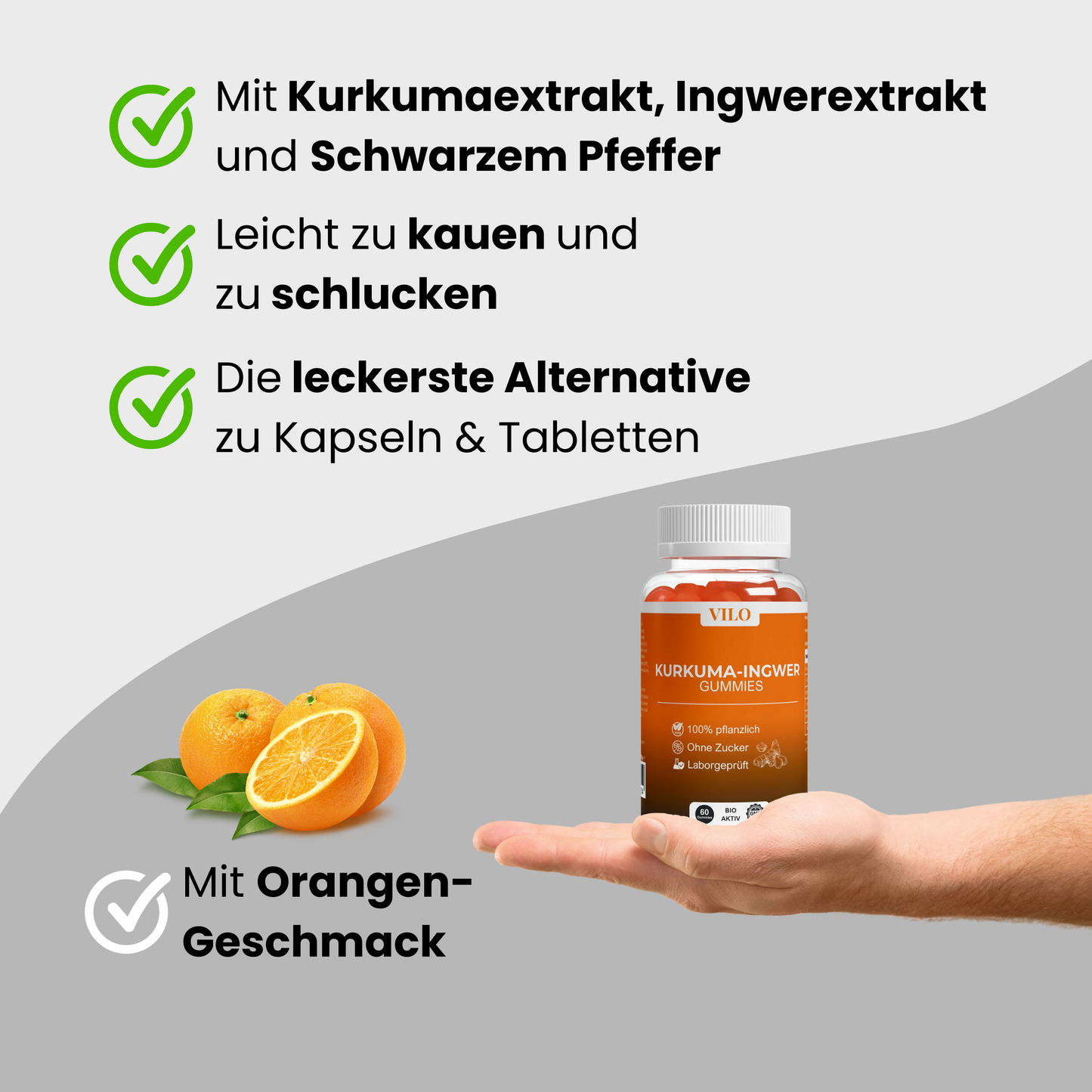 Kurkuma + Ingwer + Schwarzer Pfeffer Gummies - 60 Stk.